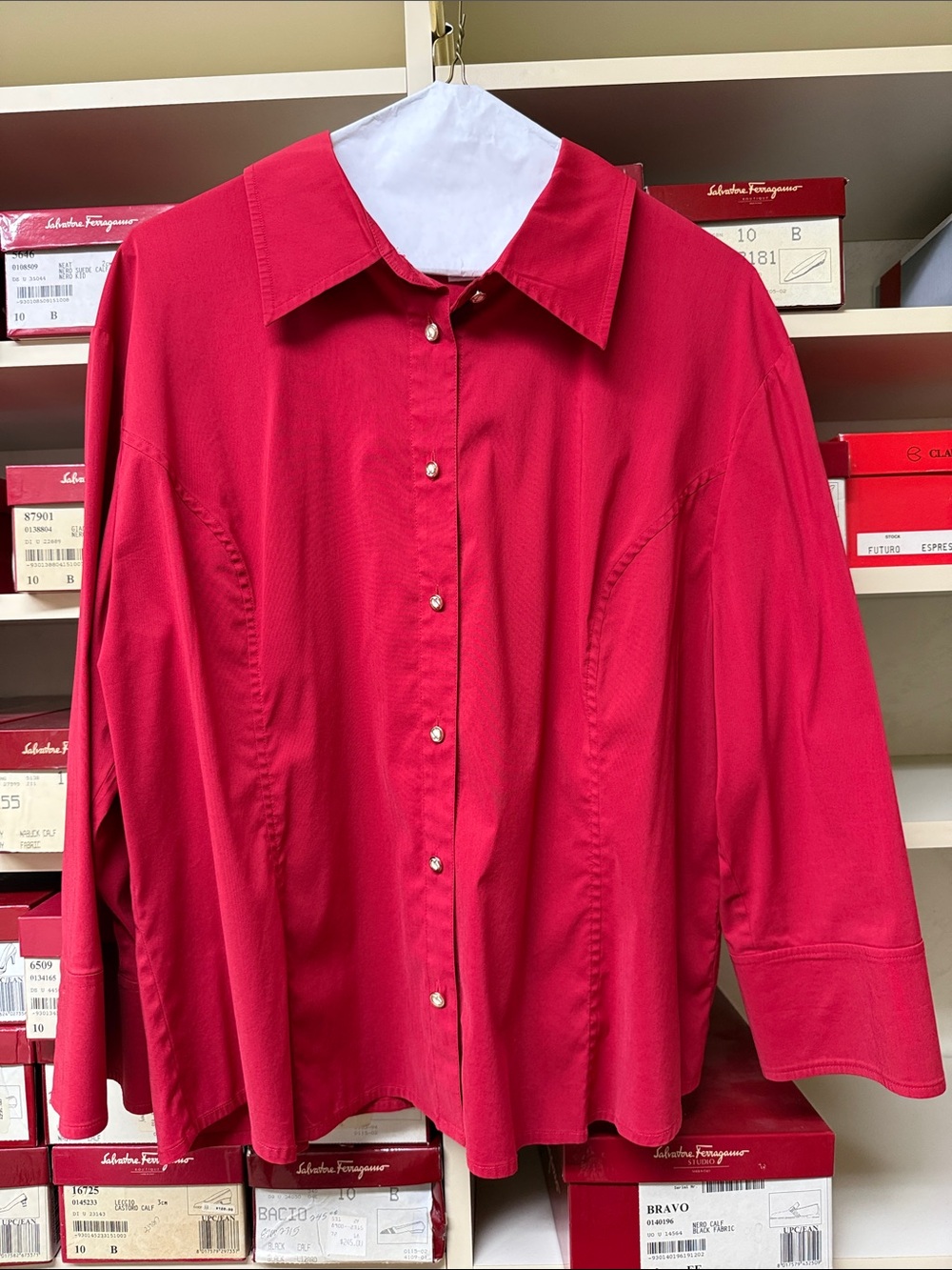 St. John Red Button-Down Shirt